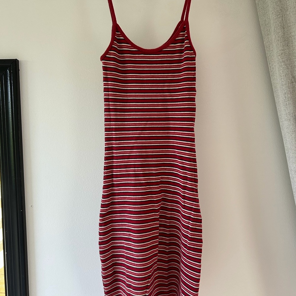 Brandy Melville Red and White Striped Mini Dress